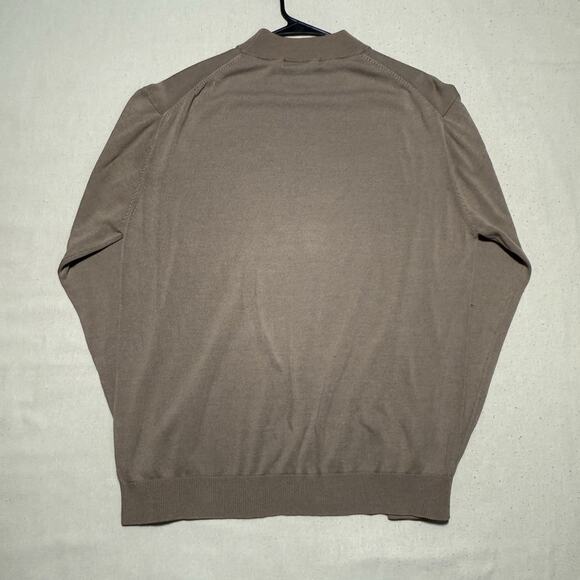 Pronto Uomo Sweater Mens Size Large Brown Mock Neck Tony Soprano Style Old Money - Picture 2 of 8